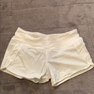 Lululemon white running shorts